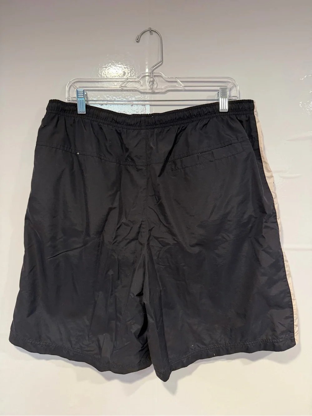 Black Vintage Nike Swim Shorts with Red‎ & Cream Side Stripes